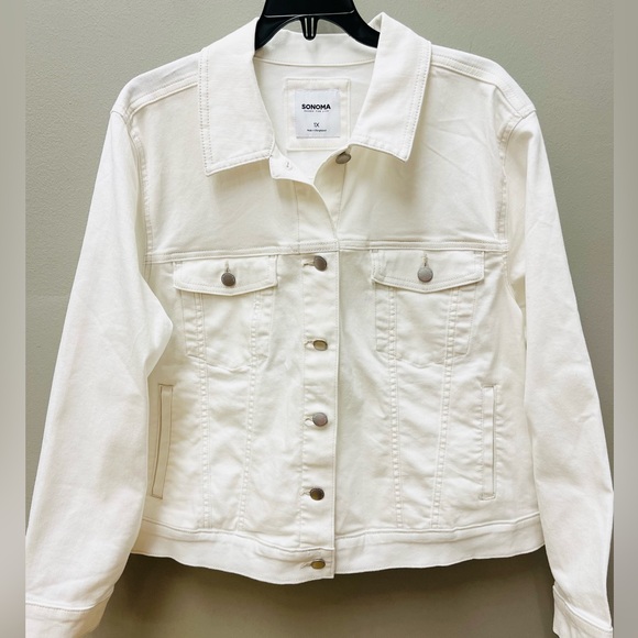 Sonoma Denim White Jean Jacket size 1X NWT - Picture 1 of 5